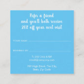 Blaue Wasserfarbe Empfehlungskarte (Rückseite)