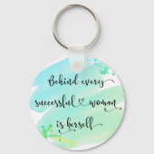 Blaue Wasserfarbe Erfolgreiche Zitattypografie für Schlüsselanhänger (Rückseite)