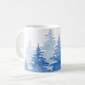 Blaue Wasserfarbe Evergreen Trees Kaffeetasse (Vorderseite Links)