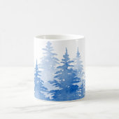 Blaue Wasserfarbe Evergreen Trees Kaffeetasse (Mittel)