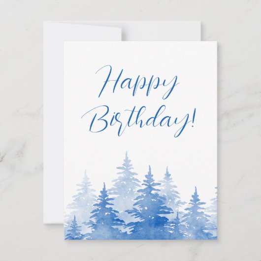 Blaue Wasserfarbe Evergreen Trees Karte (Vorderseite)