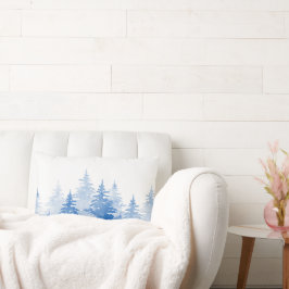 Blaue Wasserfarbe Evergreen Trees Lendenkissen