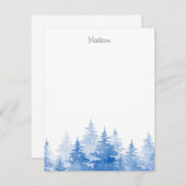 Blaue Wasserfarbe Evergreen Trees Mitteilungskarte (Vorne/Hinten)