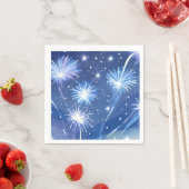 Blaue Wasserfarbe Feuerwerk | Silvester-Party Serviette (Beispiel)