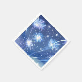Blaue Wasserfarbe Feuerwerk | Silvester-Party Serviette (Ecke)