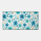 Blaue Wasserfarbe Frühlingsblumen Elegante Blumen Schreibtischunterlage (Vorderseite)