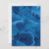 Blaue Wasserfarbe/geometrische Silberlinien Hochze Einladung (Rückseite)