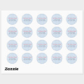 Blaue Wasserfarbe Gingham-Rücksendeadresse Runder Aufkleber (Blatt)
