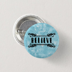 Blaue Wasserfarbe - Glauben Button