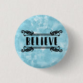 Blaue Wasserfarbe - Glauben Button (Vorderseite)