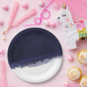 Blaue Wasserfarbe & Gold Moderne Elegante Pappteller (Party)