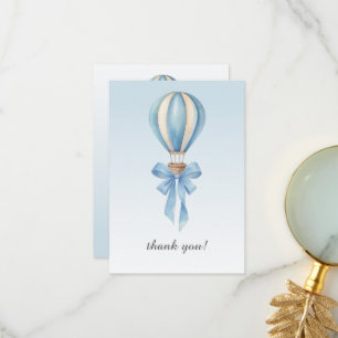 Blaue Wasserfarbe Heißluftballon Junge Baby Shower Dankeskarte