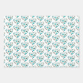 Blaue Wasserfarbe Herz und Blätter (Vorderseite 2)