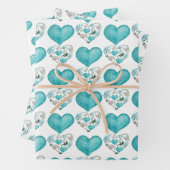 Blaue Wasserfarbe Herz und Blätter (Beispiel)