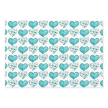 Blaue Wasserfarbe Herz und Blätter