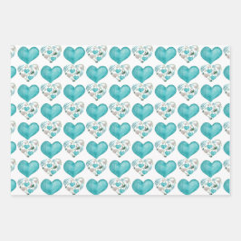 Blaue Wasserfarbe Herz und Blätter