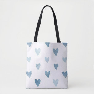 Blaue Wasserfarbe-Herzen-Tasche Tasche