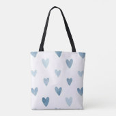 Blaue Wasserfarbe-Herzen-Tasche Tasche (Rückseite)