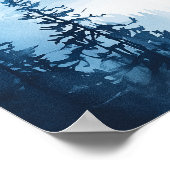 Blaue Wasserfarbe Hochzeit Begrüßungszeichen Poster (Ecke)