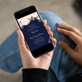 Blaue Wasserfarbe Hochzeitsflora Einladung