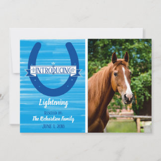 Blaue Wasserfarbe Horseshoe Foto Ankündigung