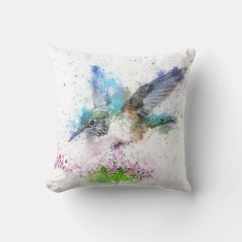 Blaue Wasserfarbe Hummingbird Pillow Kissen