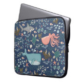 Blaue Wasserfarbe im Meer Tierart Laptopschutzhülle (Vorderseite Links)