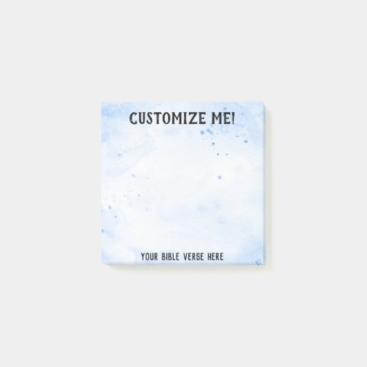 Blaue Wasserfarbe jeder Bibelverse Post-it Klebezettel (Vorderseite)