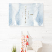 Blaue Wasserfarbe-Junge-Firmung-vertikales Banner (InSitu)