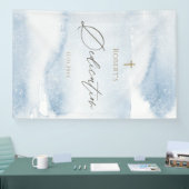 Blaue Wasserfarbe-Junge-Weihbanner Vertikal Banner (Messe)
