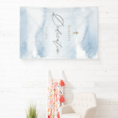 Blaue Wasserfarbe-Junge-Weihbanner Vertikal Banner (InSitu)