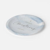 Blaue Wasserfarbe-Jungen-Tauf-Papierplatten Pappteller (Schrägansicht)