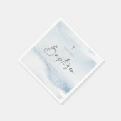 Blaue Wasserfarbe Jungen Taufe Serviette (Ecke)