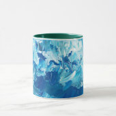 Blaue Wasserfarbe-Kaffeetasse mit grünem Griff Tasse (Zentrum)