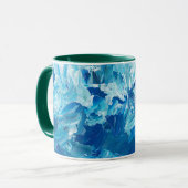 Blaue Wasserfarbe-Kaffeetasse mit grünem Griff Tasse (Vorderseite Links)