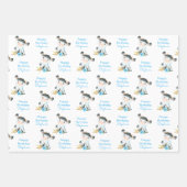 Blaue Wasserfarbe Kleine Kuh Geschenkpapier Set (Vorderseite)