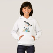 Blaue Wasserfarbe Kleine Kuh Hoodie (Vorne ganz)