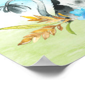 Blaue Wasserfarbe Kleine Kuh Poster (Ecke)