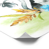 Blaue Wasserfarbe Kleine Kuh Poster (Ecke)