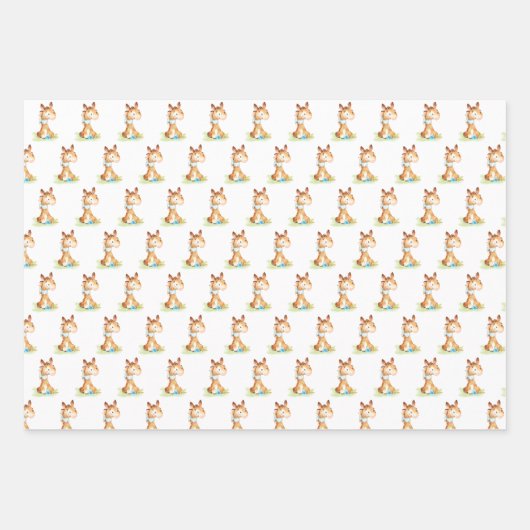 Blaue Wasserfarbe Kleines Pferd Geschenkpapier Set (Vorderseite 3)