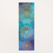 Blaue Wasserfarbe Kosmischer Boho Golden Mandala Yogamatte (Vorderseite)