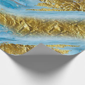 Blaue Wasserfarbe Marmor & Goldfolie Geschenkpapier (Ecke)