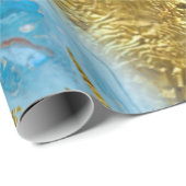 Blaue Wasserfarbe Marmor & Goldfolie Geschenkpapier (Rolleneckpunkt)
