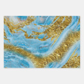 Blaue Wasserfarbe Marmor & Goldfolie Geschenkpapier Set (Vorderseite)