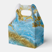 Blaue Wasserfarbe Marmor & Goldfolie Geschenkschachtel (Rückseite)