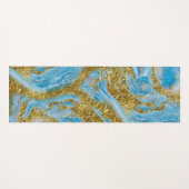 Blaue Wasserfarbe Marmor & Goldfolie Yogamatte (Vorderseite (Horizontal))