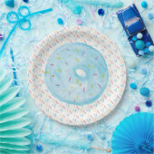 Blaue Wasserfarbe Mattiert Donut und Sprinklen Pappteller (Party)