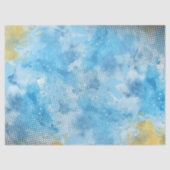 Blaue Wasserfarbe mit Blatt-Muster-Papierpapier Seidenpapier (Vorderseite)
