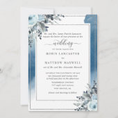 Blaue Wasserfarbe mit Blauer Flora, Eltern, die Ho Einladung (Vorderseite)