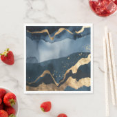 Blaue Wasserfarbe mit Goldflecken Serviette (Beispiel)